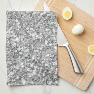 Silver Glitter Kitchen Towel
