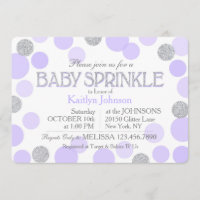 Silver Glitter Lavender Scattered Dots Baby Shower