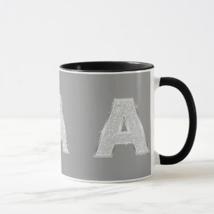 Silver Glitter Letter A Mug