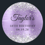 Silver Glitter Light Purple Foil 18th Birthday Classic Round Sticker<br><div class="desc">Create your own 18th birthday party classic round stickers. Girly faux sparkly silver glitter over a faux light amethyst purple metallic style ombre foil. Customize the font styles to create your own design for her special celebration. A classic elegant calligraphy paired with an all caps serif font. The glitter and...</div>