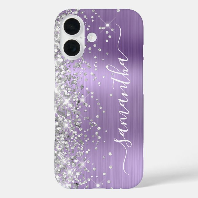 Silver Glitter Light Purple Metallic Signature Case-Mate iPhone Case (Back)