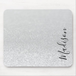 Silver Glitter Lights Personalized Mouse Pad