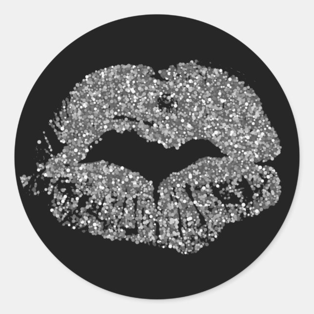 Silver Glitter Lips Sticker (Front)