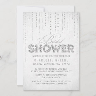 Silver Glitter Look Bridal Shower Invitation