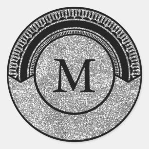 Silver Glitter Look Monogram Seal
