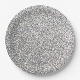Silver glitter look paper plates