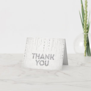 SIlver Glitter Look Thank You Card