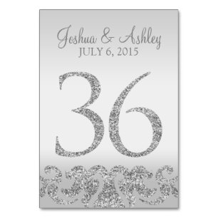 Silver Glitter Look Wedding Table Numbers-36 Number