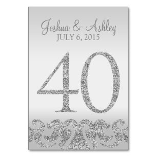 Silver Glitter Look Wedding Table Numbers-40 Table Number