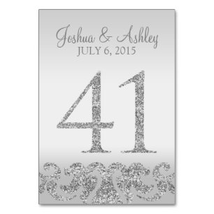 Silver Glitter Look Wedding Table Numbers-41 Number