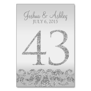 Silver Glitter Look Wedding Table Numbers-43 Number