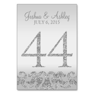 Silver Glitter Look Wedding Table Numbers-44 Table Number