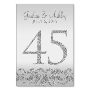 Silver Glitter Look Wedding Table Numbers-45 Number