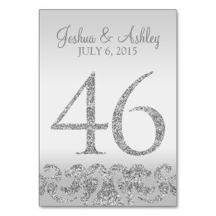 Silver Glitter Look Wedding Table Numbers-46 Table Number