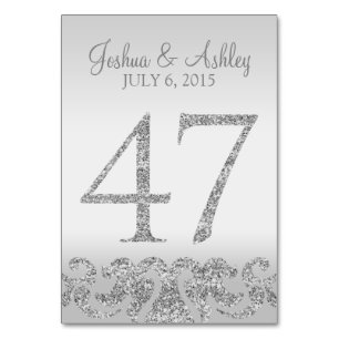 Silver Glitter Look Wedding Table Numbers-47 Number