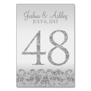 Silver Glitter Look Wedding Table Numbers-48 Number