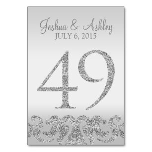 Silver Glitter Look Wedding Table Numbers-49 Table Number