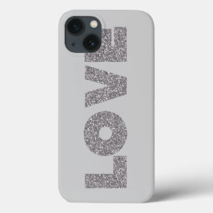 Silver Glitter Love iPhone 13 Case