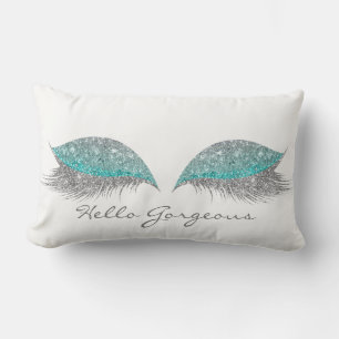 Silver Glitter Makeup Lashes Gorgeous Lumbar Pillow