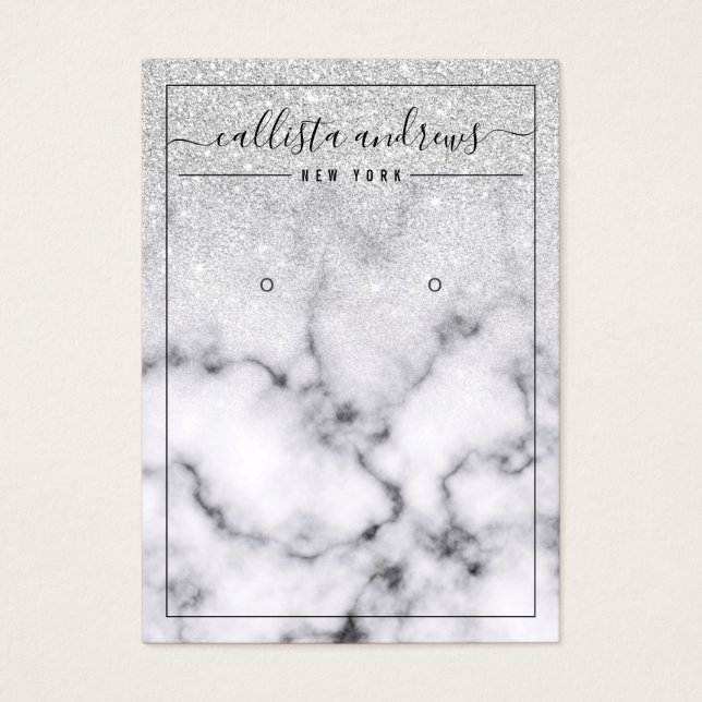 Silver Glitter Marble Ombre Earring Display Card (Front)