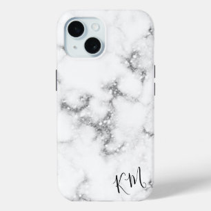 Silver Glitter Marble Personalized iPhone 15 Case