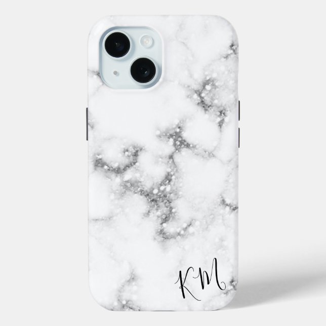 Silver Glitter Marble Personalized Case-Mate iPhone Case (Back)
