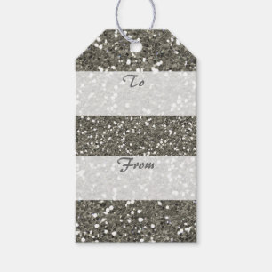 Silver Glitter Merry Christmas Gift Tags
