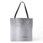 Silver Glitter Metal Monogram Glam Name