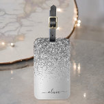Silver Glitter Metal Monogram Glam Name Luggage Tag<br><div class="desc">Silver Faux Foil Metallic Sparkle Glitter Brushed Metal Monogram Name and Initial Bag or Luggage Tag. This makes the perfect sweet 16 birthday,  wedding,  bridal shower,  anniversary,  baby shower or bachelorette party gift for someone that loves glam luxury and chic styles.</div>
