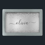 Silver Glitter Metal Monogram Name Modern Belt Buckle<br><div class="desc">Silver Faux Foil Metallic Sparkle Glitter Brushed Metal Monogram Name Belt Buckle. This makes the perfect graduation,  sweet 16 16th,  18th,  21st,  30th,  40th,  50th,  60th,  70th,  80th,  90th,  100th birthday,  wedding,  bridal shower,  anniversary,  baby shower or bachelorette party gift for someone that loves glam luxury and chic styles.</div>