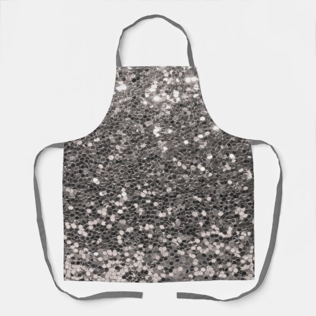 Silver Glitter Metallic Chic Bling Modern Apron (Front)
