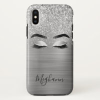 Silver Glitter Metallic Eyelash Beauty Monogram C