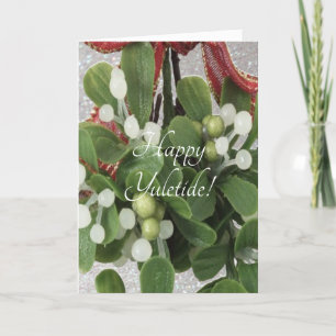 silver glitter  mistletoe holiday card