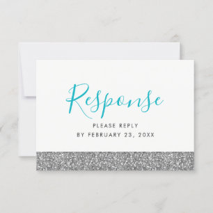 Silver Glitter Modern Fun RSVP Response Card