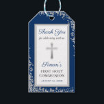Silver Glitter Navy Blue First Holy Communion Gift Tags<br><div class="desc">Silver Glitter Navy Blue First Holy Communion Gift Tags</div>
