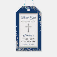 Silver Glitter Navy Blue First Holy Communion