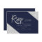 Silver glitter navy blue script wedding Rsvp