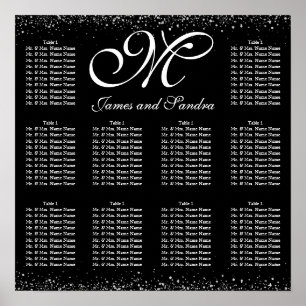 Silver Glitter Night Sky Poster