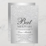 Silver glitter ombre metallic chic Bat Mitzvah Invitation<br><div class="desc">A chic and luxurious silver glitter ombre metallic foil design with elegant calligraphy typography for a Bat Mitzvah invitation.</div>