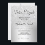 Silver glitter ombre metallic foil Bat Mitzvah Invitation<br><div class="desc">A chic and luxurious silver glitter ombre metallic foil design with elegant calligraphy typography for a Bat Mitzvah invitation .</div>