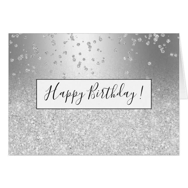 Silver glitter ombre metallic sparkles confetti (Front Horizontal)