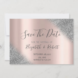 Silver Glitter Ombre Rose Gold Save The Date