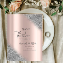 Silver Glitter Ombre Rose GoldSave The Date