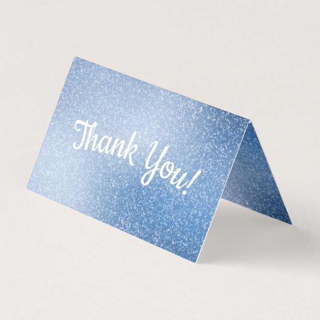Silver glitter on blue background Thank You Card (Front)