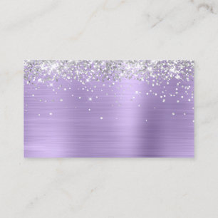 Silver Glitter Pale Purple Foil Blank Place Card