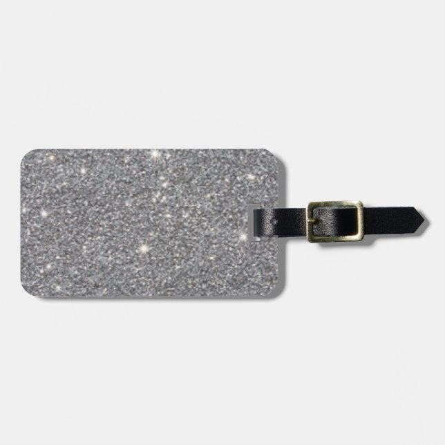 Silver Glitter Pattern Desgin Luggage Tag (Front Horizontal)