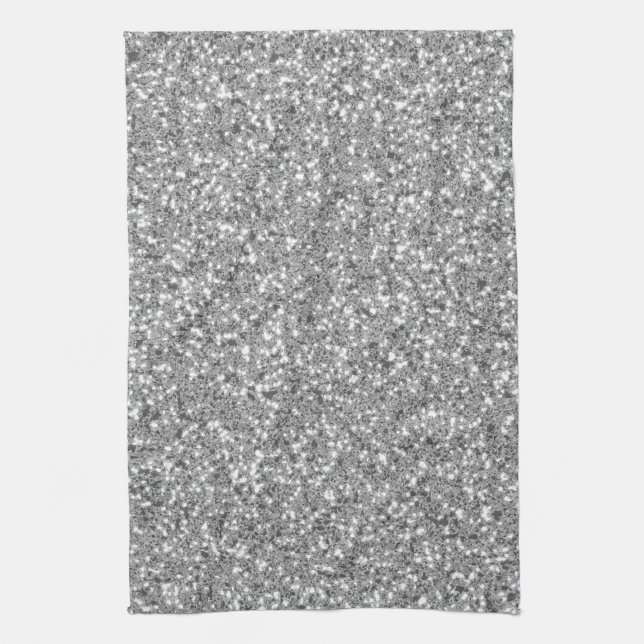 Silver Glitter Pattern Look-like Not Real Glitter Kitchen Towel (Vertical)