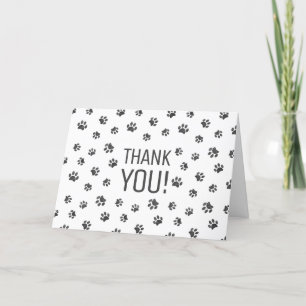 Silver Glitter Paw Prints   Thank You Card