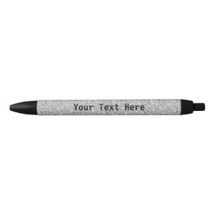 Silver glitter pen with personalized custom text