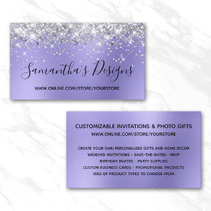 Silver Glitter Periwinkle Blur Online Store Business Card